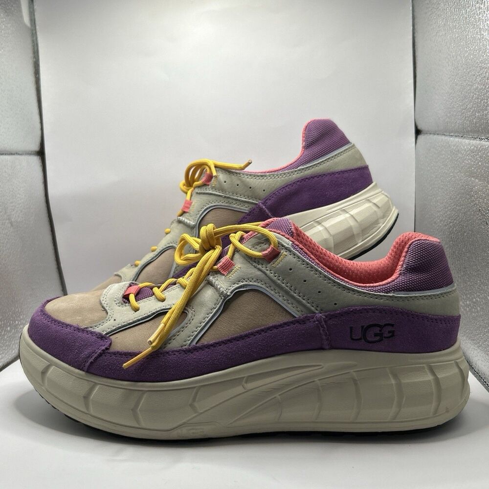 UGG Lowmel Men’s Sneakers Purple Yellow Suede Mesh Platform Size 11